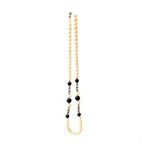 White, Black and Silver Faux pearl necklace